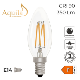 [ZL-C35/4W30E14C] Candle C35 Clear 4W 3000K E14 Light Bulb